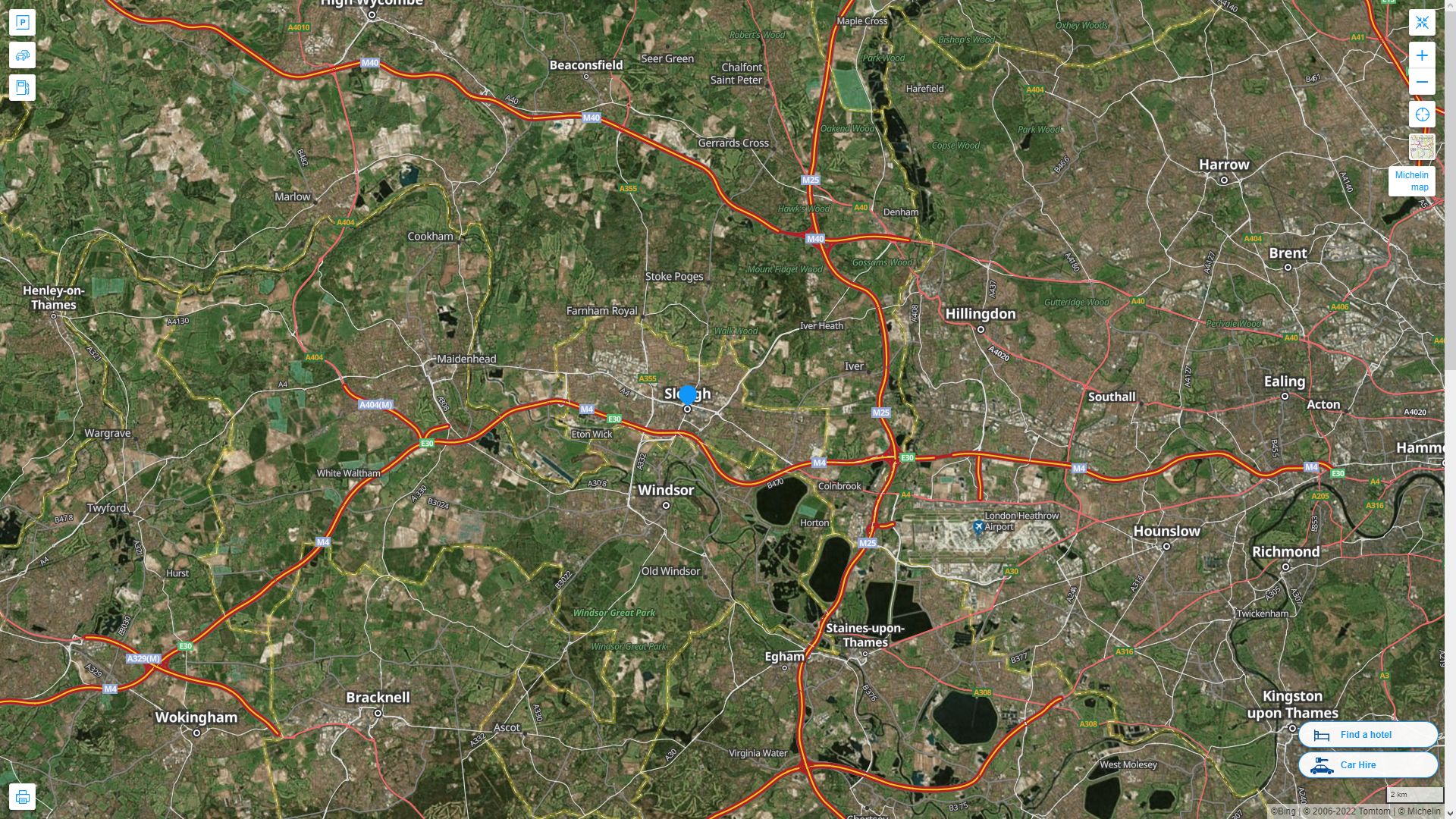 Slough Highway and Road Map with Satellite View